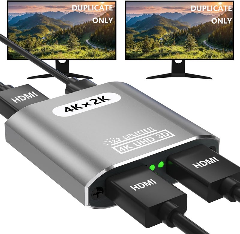 Closs HDMI Splitter 1 in 2 Out -HDMI Splitter for Dual Monitors Duplicate/Mirror Only - Not for Multi Monitors, No HDCP Bypass, USB Powered, 1 Source to 2 Identical Displays, for PS4 Fire Stick HDTV - Image 1